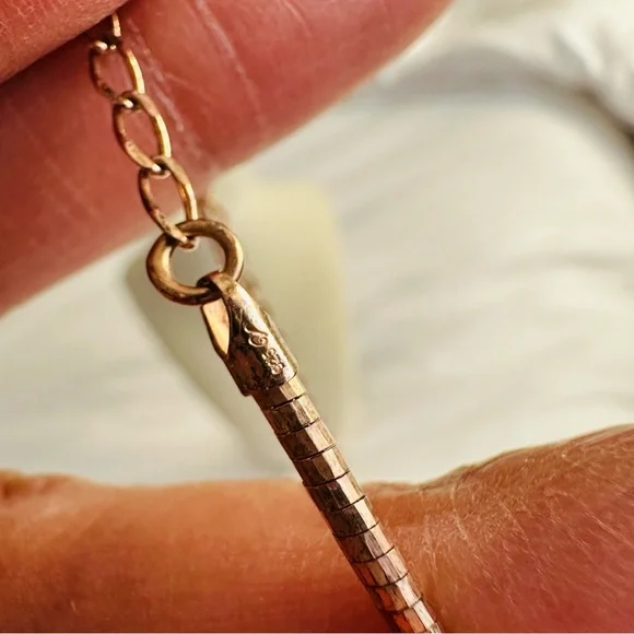 Rose Gold Vermeil 925 Omega Necklace with Heart Pendant - Picture 12 of 15